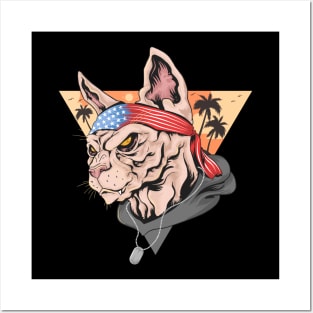 Veteran Cat July 4th Independence Day Gift Posters and Art